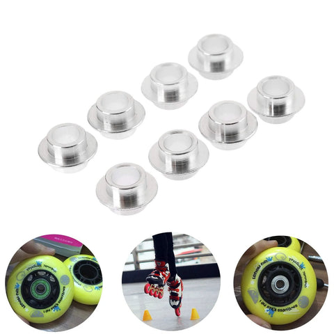 8-Pack Inline Skate Bearing Spacers For 8mm Axles Aluminum Wheel Center Spacers For Men And Women Outdoor Skating Durable Replacement Bushings For Smooth Rolling