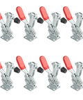 Heavy Duty 8 Pack 500lbs Holding Capacity 225D Toggle Clamps With Quick Release For Woodworking Welding Drill Press And Mechanical Built To Handle Tough Jobs In The Shop With Smooth Action Durable Steel Construction The Quick Grip By Genhakon, red handle, metal structure
