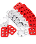 8 Pack Lockout Tagout Hasp With Extended Jaw Tamperproof Stainless Steel LOTO Hasp Fits Up To 6 Padlocks, shown in red and silver.