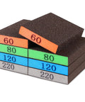 Stack of 8 Pack Sandpaper Blocks With Grits 60 80 120 220 Washable Reusable Sponges, color-coded, for woodworking and metalwork