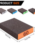 Close-up of 8 Pack Sandpaper Blocks with Grits 60 80 120 220, showing size 10cm x 7cm x 1.5cm and color-coded grits