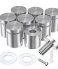 8 Pack Stainless Steel Standoff Screws For Acrylic Display, 1 Inch Diameter By 1 Inch Long Wall Mounts With Cap 1 Quarter Inch