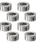 Heavy Duty Built To Last Eight Pack Five Eighths Bore Zinc Plated Carbon Steel Shaft Collars Set Screw Style front view