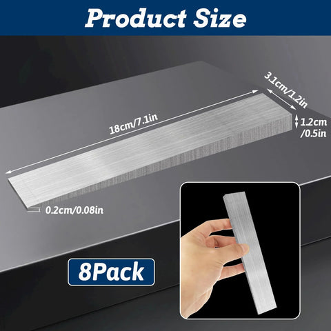 8 Piece Flange Wedge Set Steel Wedges Shims for Lathes and Welding Machines 180mm Long 32mm Wide, hand holding steel wedge