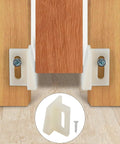 8 Piece Plastic Door Bottom Track Kit With 8 Screws For Sliding Door Track System White N7015 Wheel Fixing Clips shown installed