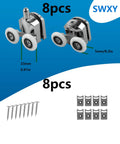 8 Piece Shower Door Roller Set, 23mm Aluminum Alloy Replacement Rollers for 4 to 6mm Glass Doors with Anti Collision Block and Screws