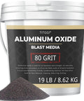 Premium 80-Grit Aluminum Oxide Blast Media, 19 Lbs Pack, long-lasting high-hardness media for metal prep and sandblasters