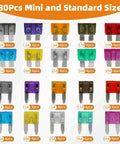 80 Piece Car Fuses Kit With Standard And Mini Blade Fuses From 2A To 35A, Color Coded For Easy Identification, Includes Fuse Puller