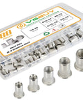 Rivet Nut Kit 80 Piece SAE Fastener Assortment For Auto And Metalworking With 8-32 10-24 1/4-20 5/16-18 3/8-16 304 Stainless Knurled Flat Head Rivnuts VGBUY VG30528