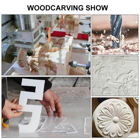 Woodcarving show featuring CNC router machine with Air Cooled Spindle Motor 800W 220V 380V Milling Spindle for carving precision designs