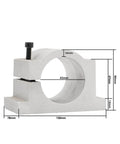 65mm mount bracket for 800W ER11 CNC Spindle Motor, features dimensions, aluminum construction, four bearing beast workhorse use