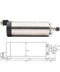 800W ER11 CNC Spindle Motor With Air Cooling, 65mm Mount, detailed side view, smooth stainless steel cylindrical design
