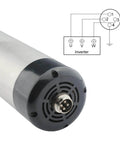 800W CNC Spindle for Hobbyists and Pros, 220V and 380V, showing electrical diagram and spindle connector.
