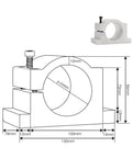 Technical diagram of 65mm bracket dimensions for 800W ER11 Air Cooled Spindle Motor with 1.5kW VFD Inverter