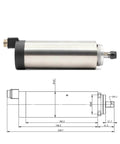800W ER11 Air Cooled Spindle Motor With 65mm Mount and 4 Bearing Precision Build with schematic diagram, ideal for CNC routers.