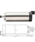 Beefed Up 800W ER11 CNC Spindle Motor, Air Cooled 65mm Shaft, Four Bearing High Speed Spindle, Includes 1.5kW VFD Inverter and diagram