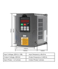 Dimensions of 1.5kW VFD Inverter for Beefy 800W ER11 Air Cooled Spindle Motor With 65mm Mount, front view
