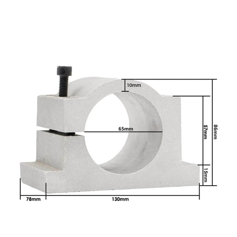 65mm bracket for Beefy 800W ER11 Air Cooled Spindle Motor with dimensions labeled