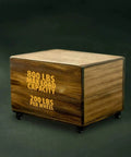 Wooden box on 1.5 Inch Heavy Duty Polyurethane Caster Wheels, Rigid Fixed Non Swivel, supporting 800 lbs total capacity