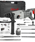 800W SDS Plus Rotary Hammer Drill With Demolition Chisels And Drill Bits Set In Case Corded Variable Speed 600 RPM 15J Impact Energy For Concrete Brick And Masonry Diy Projects And Light Construction Tasks