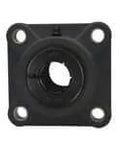 Front view of UEFPL207B 35mm Accu-Loc 4-Bolt Flange Thermoplastic Black Housing, Sealed Ball Bearing with Concentric Collar