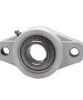 Front view of Durable 1 15/16 inch bore two bolt flange row ball bearing with Kanigen finish, showing cartridge insert and slinger seal.