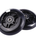 Close-up of 80mm Light Up Scooter Rear Wheels 2 Pack with Bearings Polyurethane LED Inline Skate Replacement Wheels Black