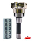 80mm Face End Mill Cutter With 3.15 Inch Diameter And 6 Flutes Indexable CNC Shell Cutter For Boss Grade Precision Aluminum And Steel Machining Includes R8 Arbor Seven Sixteenths By Twenty Thread Ten APMT1604 Carbide Inserts And T15 Wrench