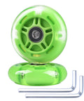 80mm Light Up Scooter Rear Wheels 2 Pack with Bearings Polyurethane LED Inline Skate Replacement Wheels Green, tools included