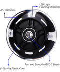 Front view of 80mm Light Up Scooter Rear Wheels 2 Pack with Bearings Polyurethane LED Inline Skate Replacement Wheels Black showing construction details.