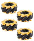 Omni Directional Mecanum Wheel Kit For DIY Smart Robot Cars, 80mm Rubber Coated Wheels With Smooth Running, two pairs displayed.