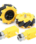 Dope 80mm Mecanum Wheel For Geared Motors Robot Car Wheel And DIY Toy Component with rubber coating, left and right wheels shown