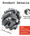 Premium 80mm Mecanum Wheel for AGV Robot Car Chassis, Omni Directional Tire with metal 6mm coupling, product details