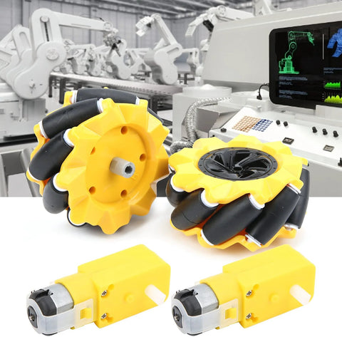 Ultra Durable Mecanum Wheel Set For Geared Motors And Robot Cars with 80mm omnidirectional rubber coated wheels and motors