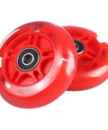 80mm Light Up Scooter Rear Wheels 2 Pack with Bearings Polyurethane LED Inline Skate Replacement Wheels Red, close-up view