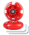 80mm Light Up Scooter Rear Wheels 2 Pack with Bearings Polyurethane LED Inline Skate Replacement Wheels Red