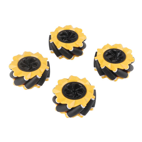 Omni Directional Mecanum Wheel Kit For DIY Smart Robot Cars, 80mm Rubber Coated Wheels with Smooth Running, Four Yellow Wheels