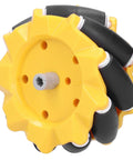 Omni Directional Mecanum Wheel Set For Robots 3.1 Inch 80 Mm shown in yellow and black finish