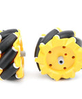 Dope 80mm Mecanum Wheel For Geared Motors Robot Car Wheel And DIY Toy Component With Rubber Coating, shown from front and side views