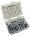 80 Piece SAE Grease Fittings Set with Common 1/8 NPT and 1/4-28 Threads in LockNLube branded case