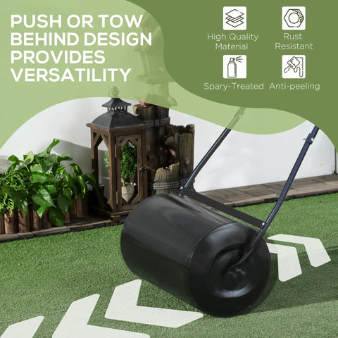 Heavy Duty 38L Push And Tow Lawn Roller With U Handle Water Or Sand Fill Steel Construction For Rust Resistance