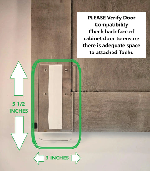 Hands Free Cabinet Door Opener Foot Pull Adhesive Toe Kick 4 Pack No Touch Access included dimensions and door compatibility