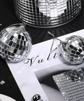 Self Adhesive Disco Mirror Mosaic Tiles For DIY Craft Projects Silver 5x5mm 10800 Pieces Across 18 Sheets shown on ornaments