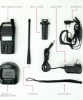 Dual Band Ham Radio Transceiver 136 to 174 MHz and 400 to 520 MHz with Battery Earpiece Antenna Charger FCC Part 90 Certified components