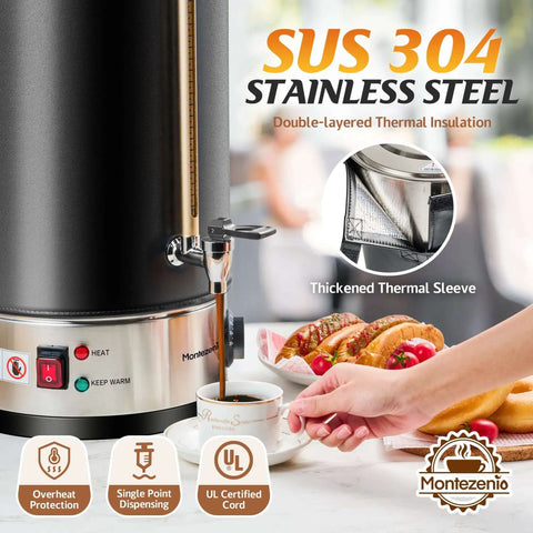 100 Cup Coffee Maker Urn For Events And Catering Large Double Wall Stainless Steel Percolator Dispenser in use