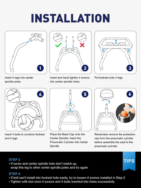 Installation guide for Garage Shop Stool With Backrest Height Adjustable Pneumatic Bar Stool 25 To 31 Inches Swivel Counter Height Seating.