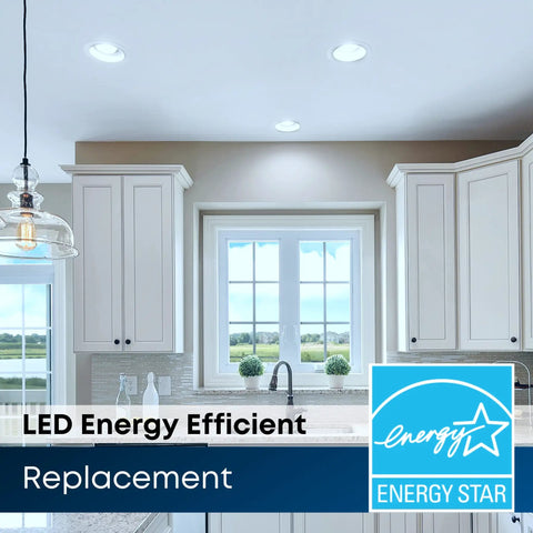 Kitchen with 5.6 Inch LED Recessed Downlight With Pre Mounted Trim Dimmable High Output 5000K Daylight in ceiling