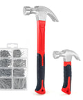 Workhorse Hammer Set With Magnetic Nail Starter And Two Claw Hammers 8oz Stubby And 16oz Fiberglass General Purpose 560 Piece Nail Assortment Kit