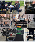 Heavy Duty Video Production Camera Cart Workstation For Filmmakers And Directors, versatile setup with cameras and equipment.