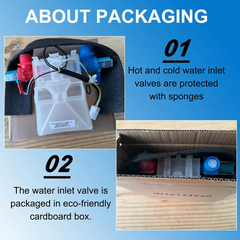 Washer Water Inlet Valve Replacement For Whirlpool Amana Kenmore W10140911 packaged with sponges for protection